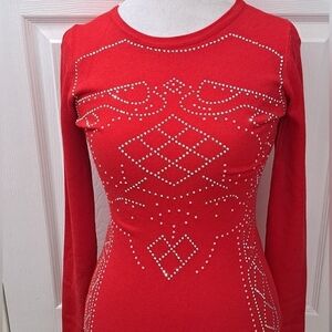 Say What? Red Embellished Sweater Dress Size M